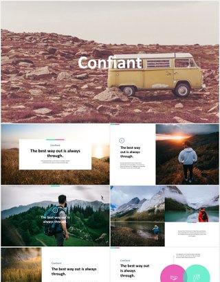 户外旅游展示宣传PPT模板confiant clean simple powerpoint template