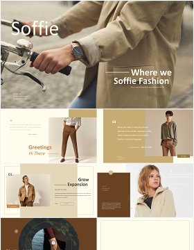 设计师作品集展示PPT图片排版模板soffie stylist powerpoint template