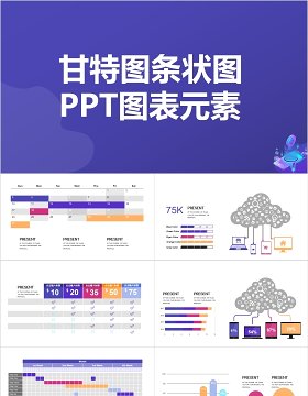 甘特图条状图PPT图表元素