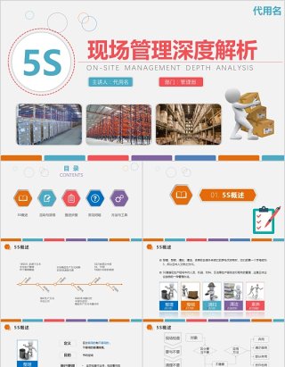 框架完整多色企业仓储5S现场管理深度解析PPT模板