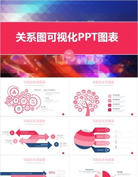 关系图可视化PPT图表炫彩模板