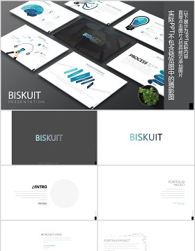 创意拼图信息图表可视化PPT图片排版素材模板Biskuit Powerpoint