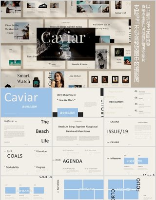 简约欧美PPT图片占位符版式设计模板Caviar Powerpoint