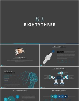 商务工作汇报数据图表PPT模板素材eighty 3 powerpoint template