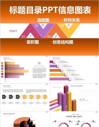 创意面积图标题目录PPT信息图表