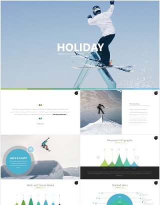 度假旅游工作汇报3D信息图表PPT模板holiday powerpoint