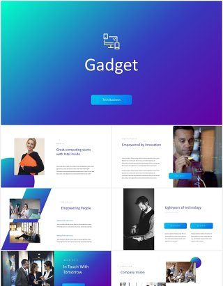 蓝色科技技术研发公司项目宣传PPT模板Gadget - Tech Theme Powerpoint Template