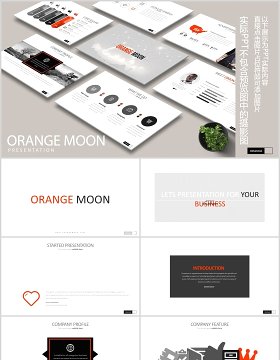 创意商务PPT信息图表可视化素材ORANGE MOON Powerpoint