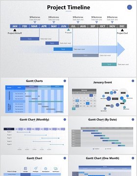 工作项目重大事件时间表年月日甘特图计划日历图表表格PPT可编辑素材