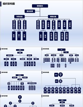 深蓝色组织架构图PPT模板