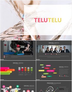 彩色可视化信息数据图表PPT素材模板telu3 powerpoint template