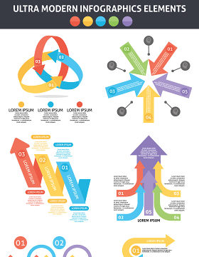 超现代信息图形元素集海报/PPT可编辑矢量素材