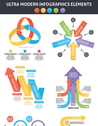 超现代信息图形元素集海报/PPT可编辑矢量素材