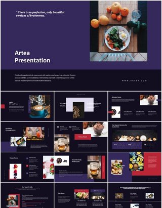 深色健康饮食展示PPT模板Artea-Healthcare Powerpoint