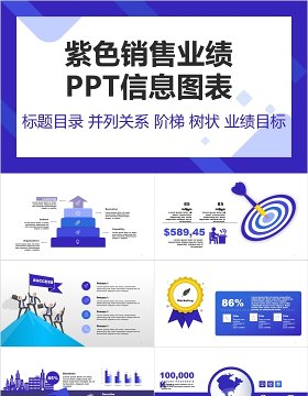 简约紫色销售业绩PPT信息图表