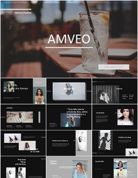 黑色时尚商务宣传介绍PPT模板Amveo-Fashion Business Powerpoint