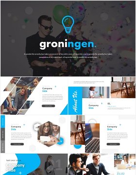 蓝色简约商务项目总结汇报可视化图表PPT素材模板groningen powerpoint template