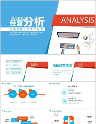 简约风公司经营分析工作汇报报告PPT模板