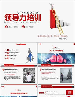 企业管理培训之领导力课件红色简约PPT模板