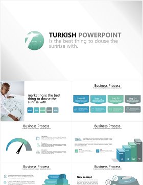 简约商务工作汇报箭头流程图信息图表PPT模板turkish powerpoint