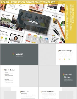 教育学习PPT图片排版模板Learn - Education Powerpoint Template