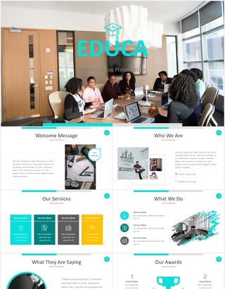 教育工作汇报数据图表可视化PPT素材模板educa powerpoint template