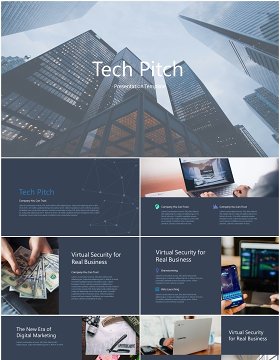 商业项目宣传技术推介展示PPT模板tech pitch powerpoint template