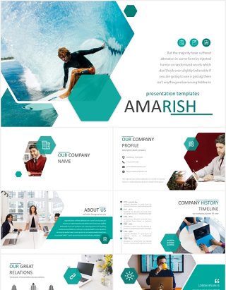 简约公司项目宣传介绍工作报告PPT模板amarish powerpoint template