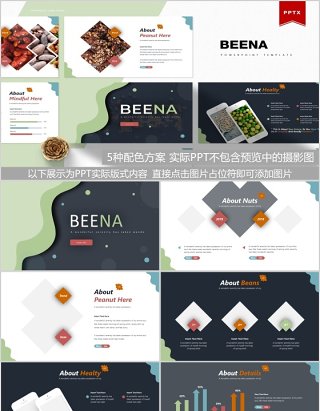 美食餐饮方案策划书PPT模板Beena Powerpoint Template