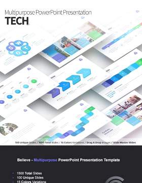 技术多用途PPT演示信息图表Tech Multipurpose PowerPoint Presentation Template