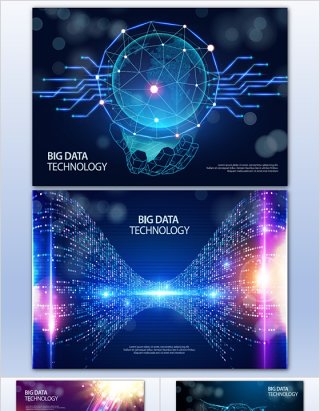 31款5G时代大数据网络技术海报创意展板海报AI矢量素材模板