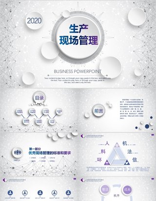 微立体大气生产现场管理制度培训课件PPT模板