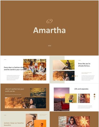 时尚摄影宣传展示PPT模板Amarta - Look Book Style Powerpoint