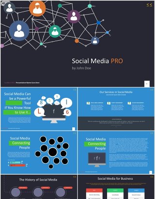 互联网网络社交媒体展示PPT模板social media pro powerpoint template