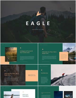 户外旅游探险PPT模板eagle adventure powerpoint template