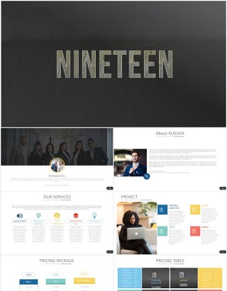 简约商务工作报告PPT素材模板nineteen powerpoint template