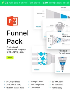 PPT漏斗信息图表 PowerPoint Funnel shape