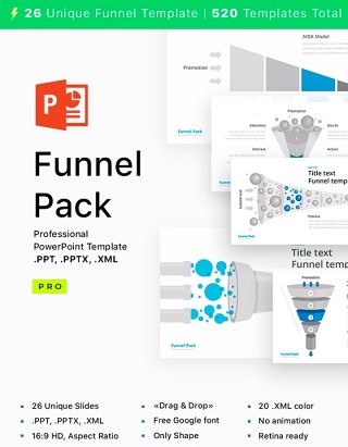 PPT漏斗信息图表 PowerPoint Funnel shape