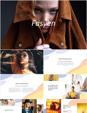 时尚模特摄影展示PPT模板Fasyen Powerpoint Template