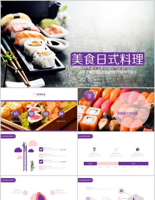 美食日式料理宣传介绍PPT模板