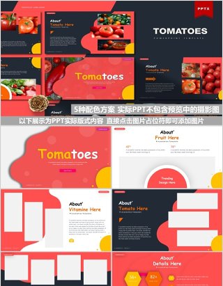 番茄产品展示美食餐饮PPT模板Tomatoes Powerpoint Template