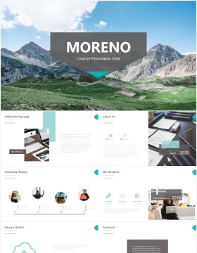 现代简约商务公司接收项目宣传报告总结PPT模板moreno powerpoint template