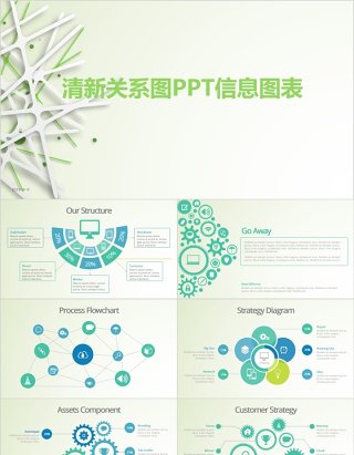 清新关系图PPT信息图表模板