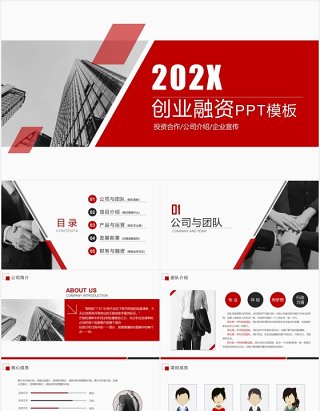 简约红色商业融资创业计划书PPT模板