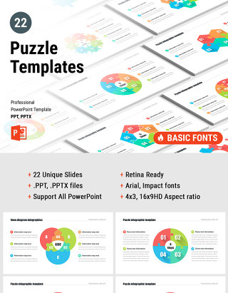 多形式拼图PPT信息图表模板 Puzzle pieces PowerPoint Templates