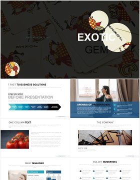 3D宝石蓝信息图表PPT商务模板素材exotic gem powerpoint