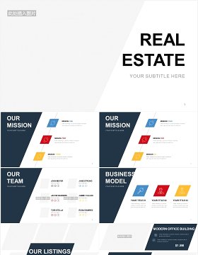 房地产公司楼盘宣传介绍PPT图片排版模板Real Estate Slides V2 Powerpoint