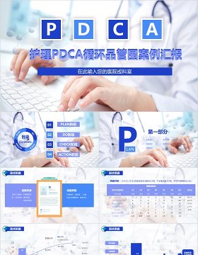 蓝色简约医院护理pdca循环品管圈案例汇报PPT模板