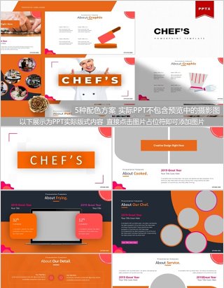 厨师美食餐饮PPT模板Chef's Powerpoint Template
