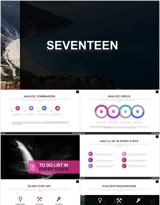 创意数据可视化图表PPT素材模板seventeen powerpoint template